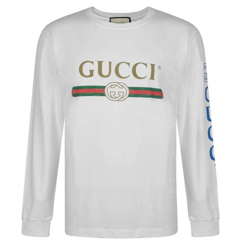 gucci white long sleeve shirt|farfetch gucci t shirts.